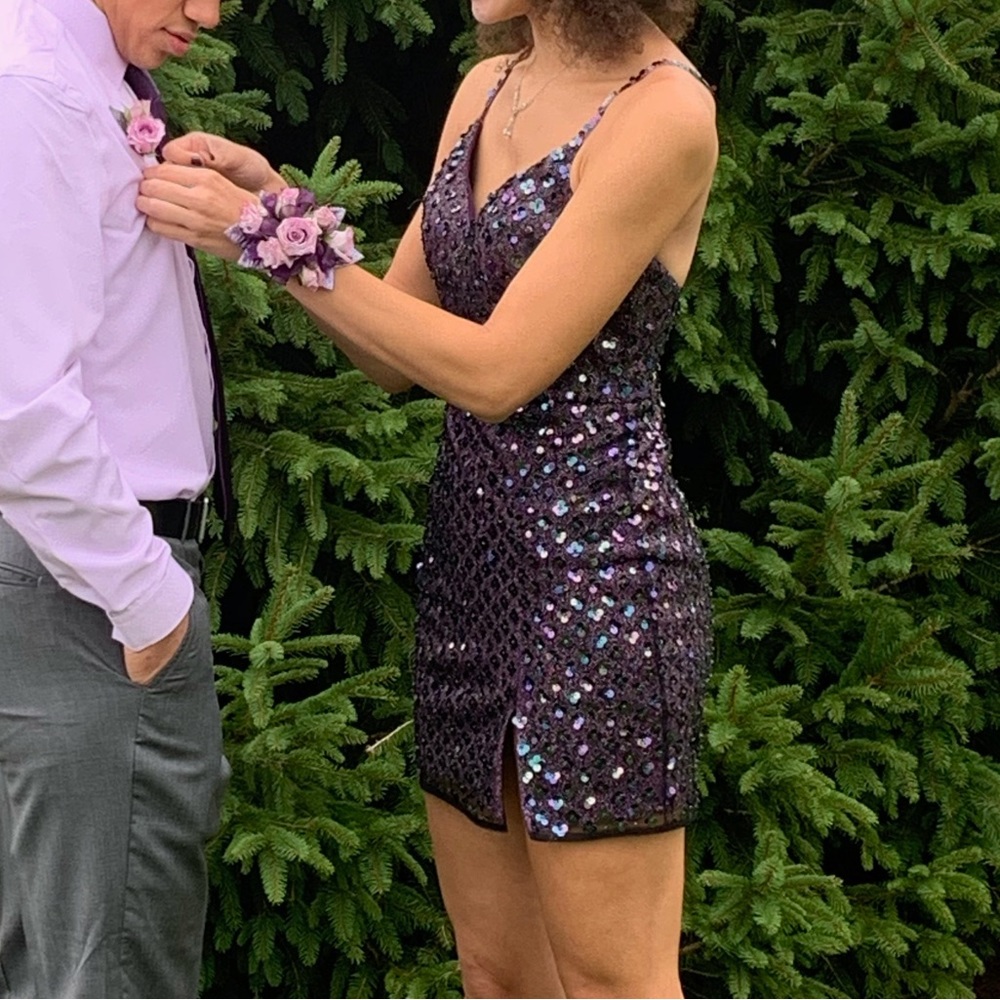 Purple sequin Elle Wilde formal dress